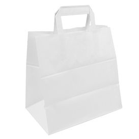 Papieren zak met handgrepen wit Plat 70g/m² 26+18x26cm (50 stuks) 