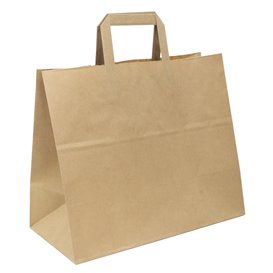 Sac Papier Kraft avec Anses Plates 70g/m² 32x22x26cm (250 Utés)