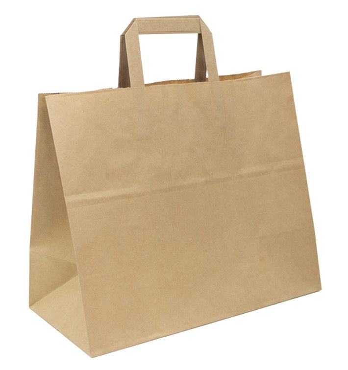 Sac Papier Kraft avec Anses Plates 70g/m² 32x22x26cm (250 Utés) Sac Papier Kraft avec Anses Plates 70g/m² 32x22x26cm (250 Utés)