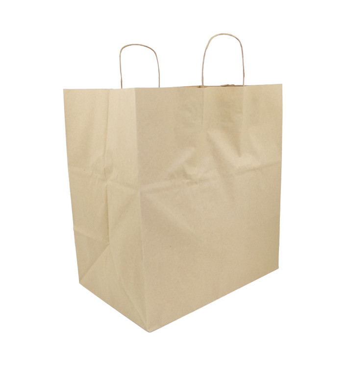 Papieren Zak met Handgrepen Kraft 120g/m² 36+24x39cm (50 stuks) Papieren Zak met Handgrepen Kraft 120g/m² 36+24x39cm (50 stuks)