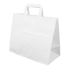 Sac Papier Blanc avec Anses Plates 70g/m² 32+22x26cm (250 Utés)