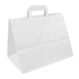 Papieren zak met handgrepen wit Plat 70g/m² 32+22x26cm (50 stuks) 