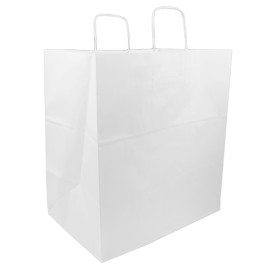Sac en papier avec Anses Blanc 100g/m² 36+24x39cm (50 Utés)