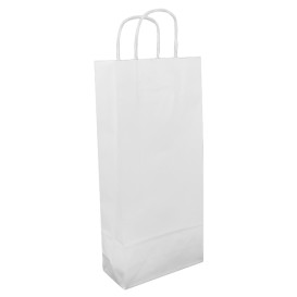 Papieren zak voor fles met handgrepen wit 18+8x39cm (300 stuks)