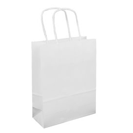 Sac en papier Blanc avec Anses Kraft 100g/m² 18+8x24cm (300 Utés)