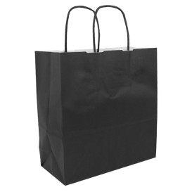 Sac en papier Kraft Noir avec Anses 100g/m² 22+9x23cm (250 Utés)