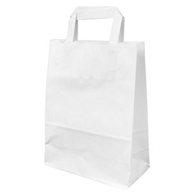 Sac en Papier Kraft Blanc avec Anses 100g/m² 22+11x27cm (25 Utés)