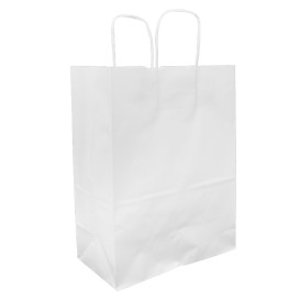 Sac en Papier Kraft Blanc avec Anses 100g/m² 25+13x33cm (25 Utés)