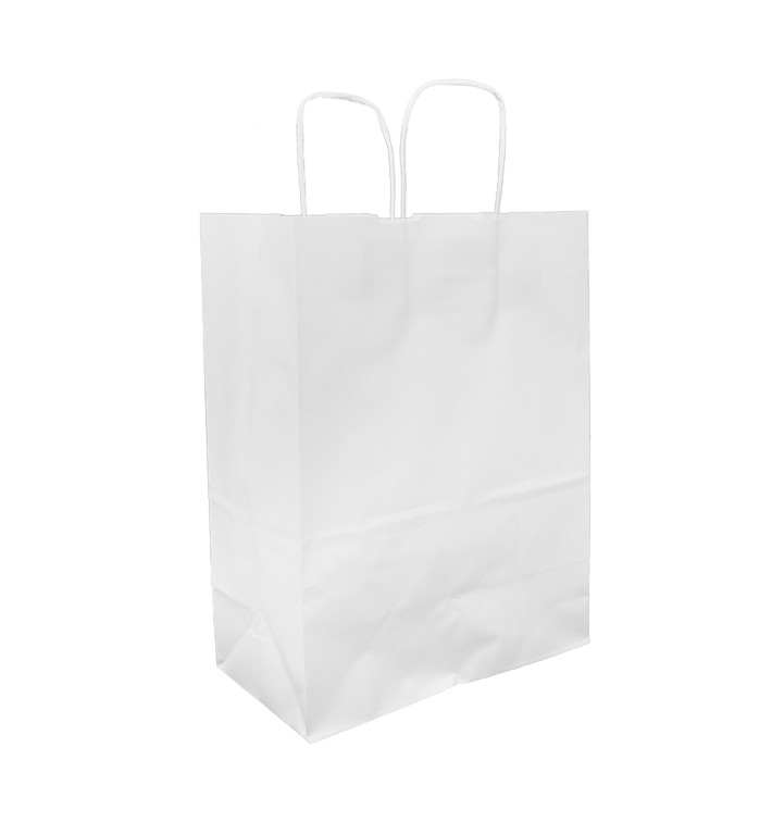 Papieren zak met handgrepen kraft wit 100g/m² 25+13x33cm (25 stuks) Papieren zak met handgrepen kraft wit 100g/m² 25+13x33cm (25 stuks)