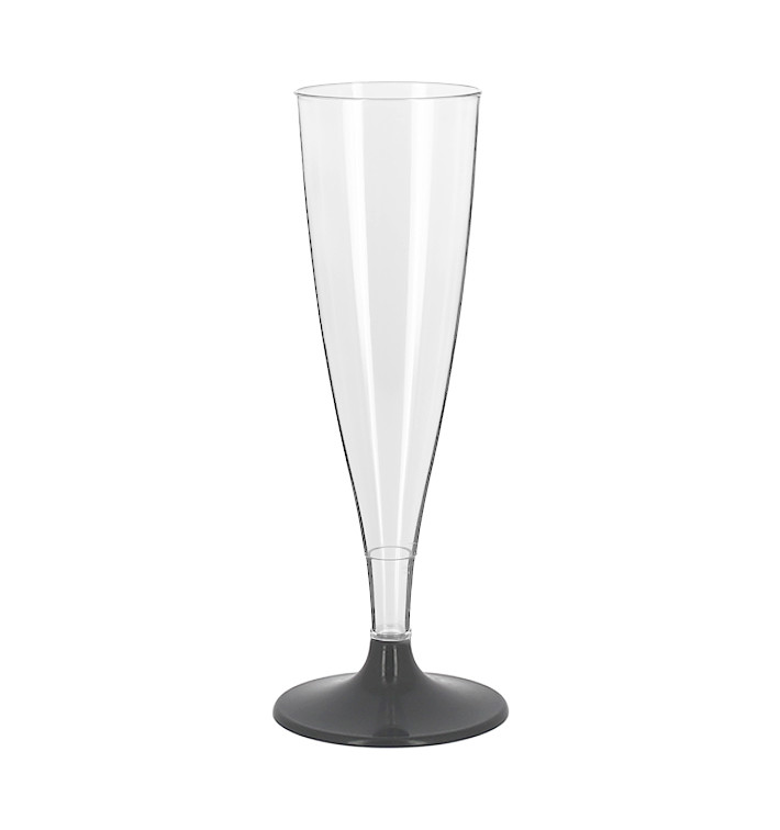 Flûte Champagne Plastique PS Réutilisable Pied Anthracite 140ml 2P (6 Utés) Flûte Champagne Plastique PS Réutilisable Pied Anthracite 140ml 2P (6 Utés)