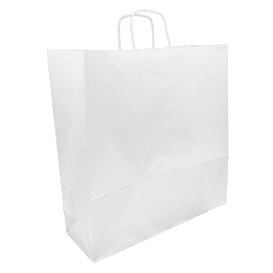 Papieren zak met handgrepen kraft wit 100g/m² 44+15x46cm (25 stuks) 