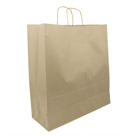 Sac en Papier Kraft Marron avec Anses 100g/m² 44+15x46cm (200 Utés)