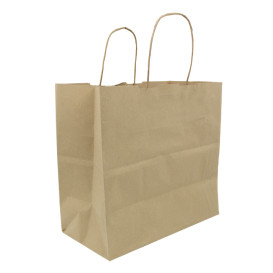 Sac en papier Kraft Marron avec Anses 100g/m² 27+14x26cm (25 Utés)