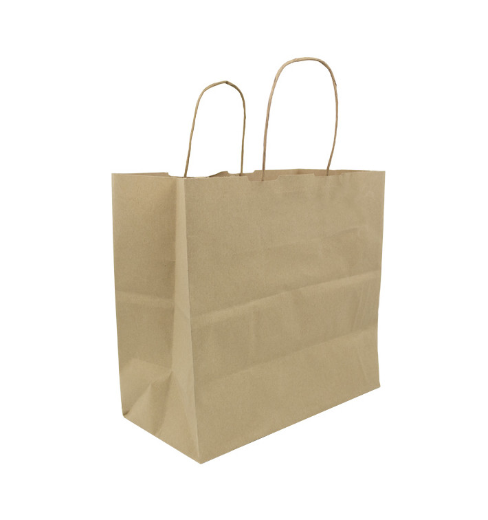 Sac en papier Kraft Marron avec Anses 100g/m² 27+14x26cm (25 Utés)