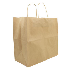 Sac en Papier Kraft Marron avec Anses 90g/m² 32+16x31cm (250 Utés)