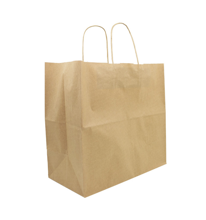 Sac en Papier Kraft Marron avec Anses 90g/m² 32+16x31cm (250 Utés)