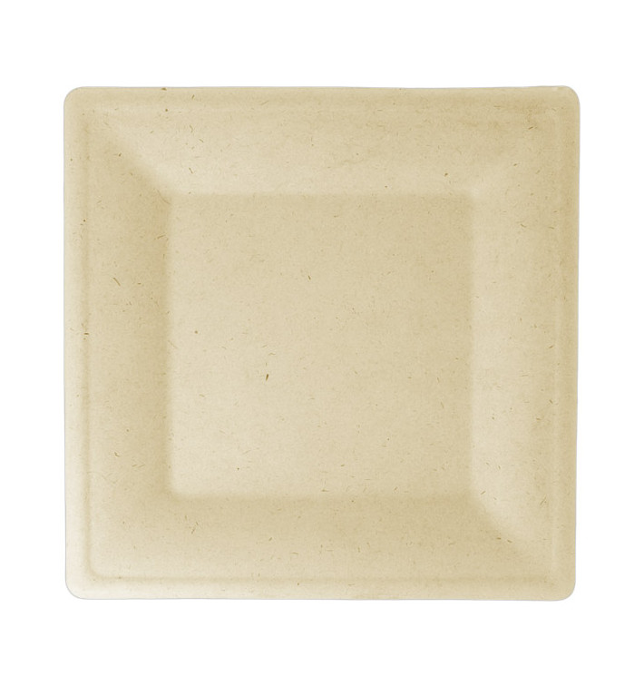 Assiette Carrée Canne à Sucre Naturel 200x200mm (500 Utés) Assiette Carrée Canne à Sucre Naturel 200x200mm (500 Utés)