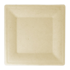 Assiette Carrée Canne à Sucre Naturel 200x200mm (50 Utés)