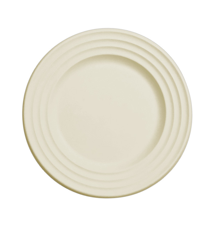 Assiette Canne à Sucre Premium Wave Naturel Ø18cm (600 Unités)