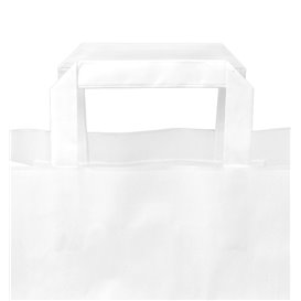 Sac Papier Blanc avec Anses Plates 70g/m² 32+22x26cm (250 Utés)