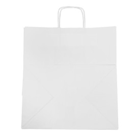 Sac en papier avec Anses Blanc 100g/m² 36+24x39cm (50 Utés)