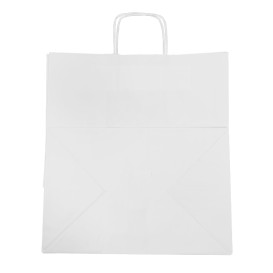 Sac en papier avec Anses Blanc 100g/m² 36+24x39cm (200 Utés)