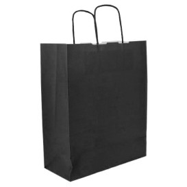 Sac en papier SOS Noir avec Anses 100g/m² 25+11x31cm (250 Utés)