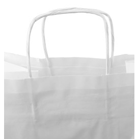 Sac en papier avec Anses Blanc 100g/m² 36+24x39cm (50 Utés)
