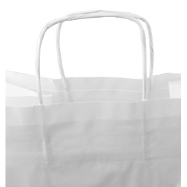 Sac en papier avec Anses Blanc 100g/m² 36+24x39cm (200 Utés)