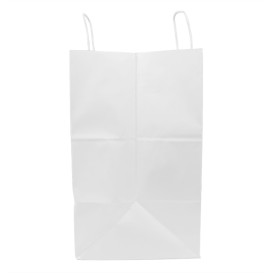 Sac en papier avec Anses Blanc 100g/m² 36+24x39cm (50 Utés)