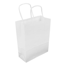 Sac en papier Blanc avec Anses Kraft 100g/m² 18+8x24cm (300 Utés)