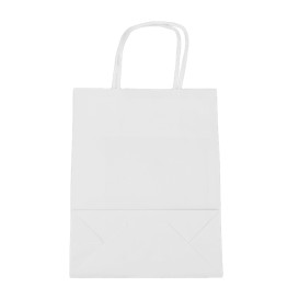 Sac en papier Blanc avec Anses Kraft 100g/m² 18+8x24cm (300 Utés)