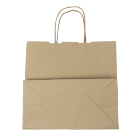 Sac en papier Kraft Marron avec Anses 100g/m² 27+14x26cm (25 Utés)