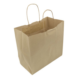 Sac en papier Kraft Marron avec Anses 100g/m² 27+14x26cm (25 Utés)