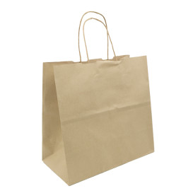 Sac en papier Kraft Marron avec Anses 100g/m² 27+14x26cm (25 Utés)