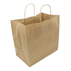 Sac en Papier Kraft Marron avec Anses 80g/m² 30+18x29cm (25 Utés)