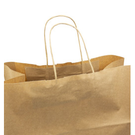 Sac en Papier Kraft Marron avec Anses 90g/m² 32+16x31cm (50 Utés)
