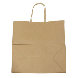 Sac en Papier Kraft Marron avec Anses 90g/m² 32+16x31cm (50 Utés)