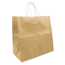 Sac en Papier Kraft Marron avec Anses 90g/m² 32+16x31cm (50 Utés)