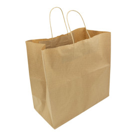 Sac en Papier Kraft Marron avec Anses 90g/m² 32+16x31cm (250 Utés)