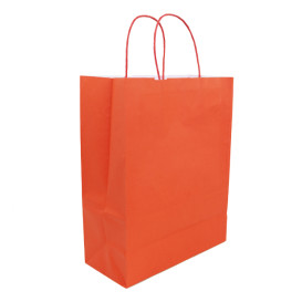 Sac en Papier Kraft Rouge avec Anses 100g/m² 25+11x31cm (250 Utés)