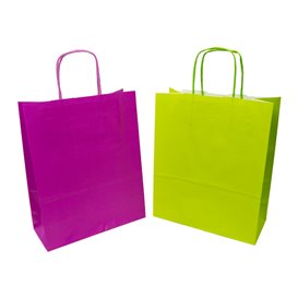 Sac en Papier Vert avec Anses 100g/m² 22+9x23cm (25 Utés)