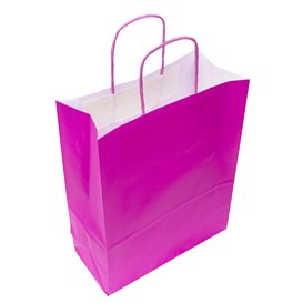 fuchsia Papieren zak met handgrepen 100g/m² 22+9x23cm (25 pcs)