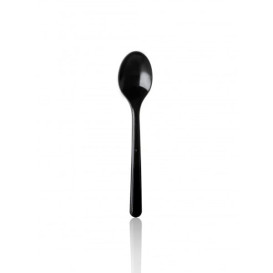 Plastic PS thee lepel "Premium" zwart 13cm 