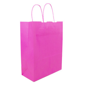 Papieren zak met handgrepen fuchsia 100g/m² 25+11x31cm (200 stuks)