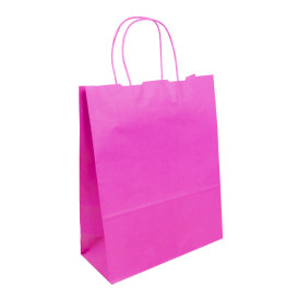 Papieren zak met handgrepen fuchsia 100g/m² 25+11x31cm (200 stuks)