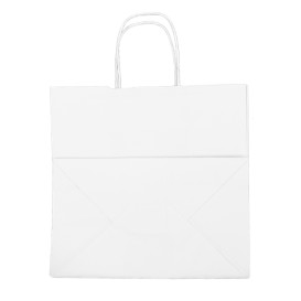 Sac en Papier Kraft Blanc avec Anses 100g/m² 30+18x29cm (200 Utés)