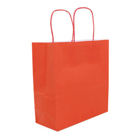 Sac en Papier Kraft Rouge avec Anses 100g/m² 22+9x23cm (250 Utés)