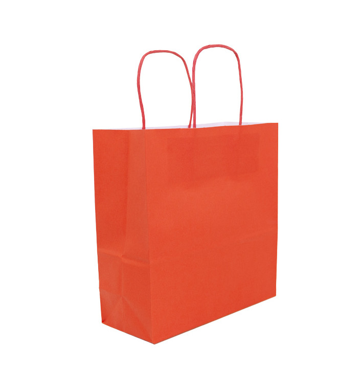 Sac en Papier Kraft Rouge avec Anses 100g/m² 22+9x23cm (25 Utés)