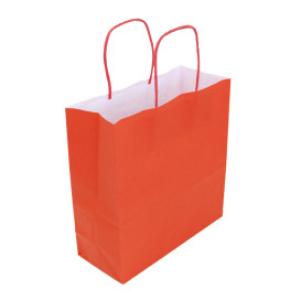 Sac en Papier Kraft Rouge avec Anses 100g/m² 22+9x23cm (25 Utés)